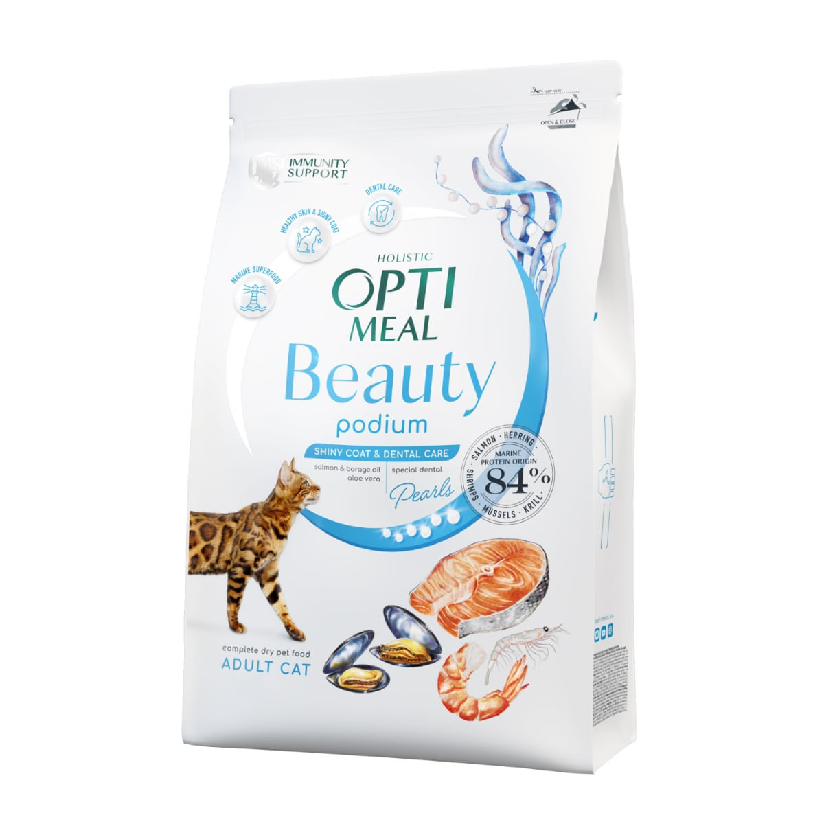 OPTIMEAL Beauty Podium, Fructe de mare, hrană uscată pisici, piele și blană, sensibilităţi dentare OPTIMEAL Beauty Podium, Fructe de Mare, hrană uscată pisici, piele & blană, sensibilități dentare, 1.5kg 1.5kg