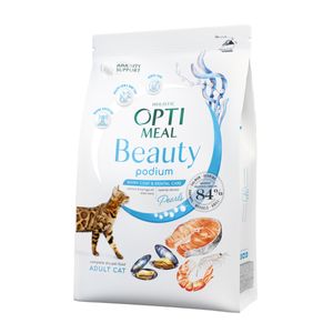 OPTIMEAL Beauty Podium, Fructe de mare, hrană uscată pisici, piele și blană, sensibilităţi dentare