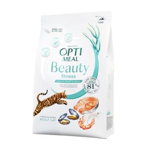 OPTIMEAL Beauty Fitness, Fructe de mare, hrană uscată fără cereale pisici, managementul greutății