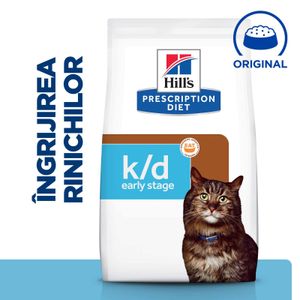 HILL'S Prescription Diet k/d Kidney Care Early Stage, dietă veterinară pisici, hrană uscată, afecțiuni renale