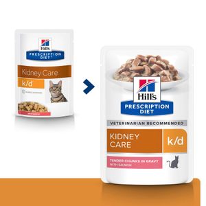 HILL'S Prescription Diet k/d Kidney Care, Somon, dietă veterinară pisici, plic hrană umedă, sistem renal, 85g x 12buc