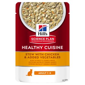 HILL'S Science Plan Healthy Cuisine, Pui și Tocană de Legume, plic hrană umedă pisici, 80g