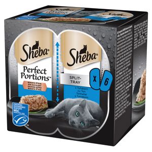 SHEBA Perfect Portions, Ton, tăviță hrană umedă pisici, (în sos), multipack, 37.5g x 6buc