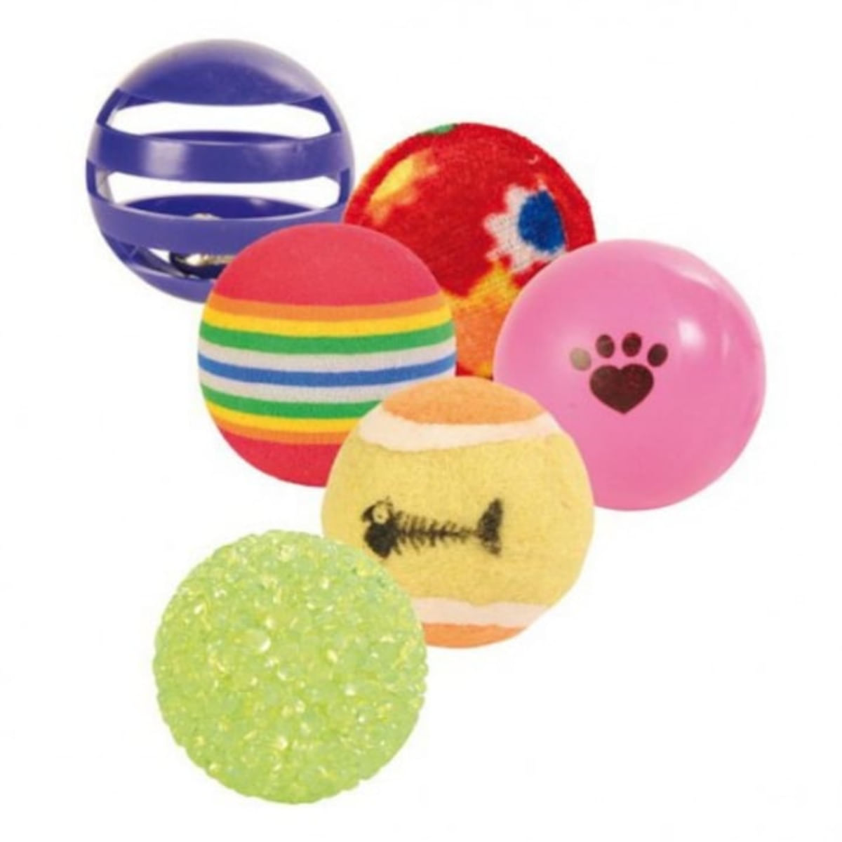 Trixie, jucărie minge diverse, pisici, multicolor, 3.5-4cm, 6 buc 3.5-4cm