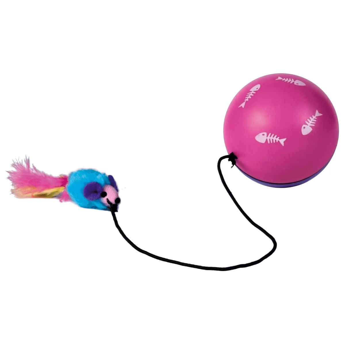 Trixie, jucărie minge cu motoraș și șoricel, pisici, plastic, multicolor, 9cm 9cm