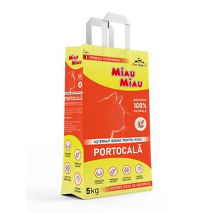 MIAU MIAU, Portocala, așternut igienic pisici, granule, bentonită, aglomerant, neutralizare mirosuri, 5kg