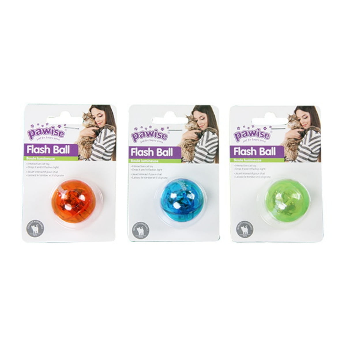 PAWISE, jucărie minge pisici, plastic, luminoasă, activități fizice, diverse culori activități