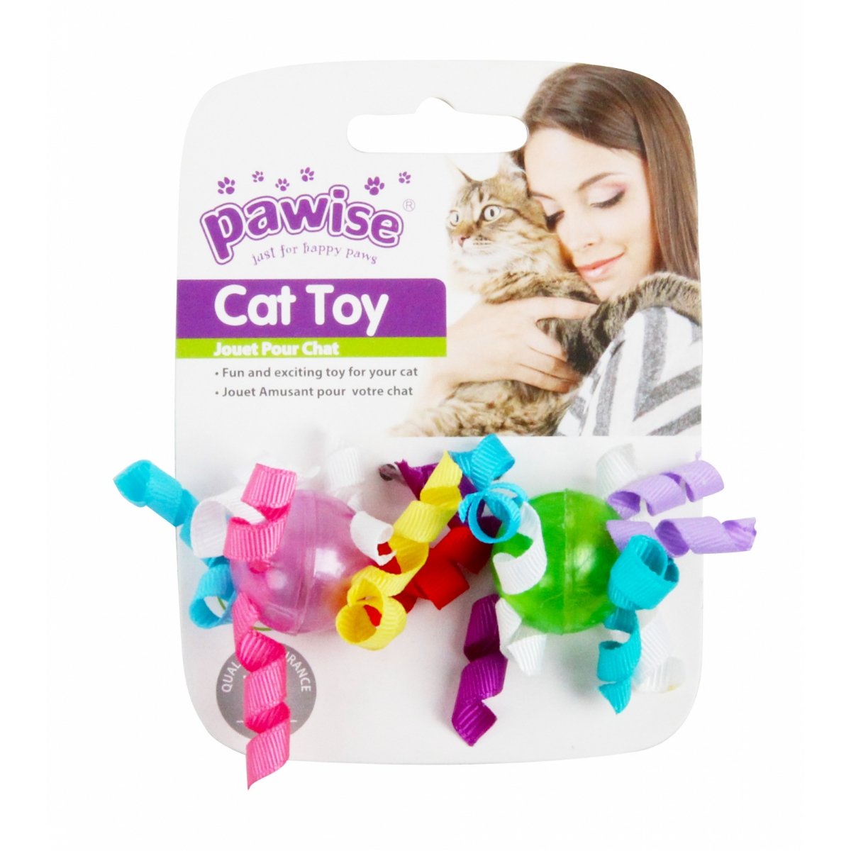 PAWISE 2 Mingi cu Panglici, jucărie minge pisici, plastic, activități fizice, multicolor activități