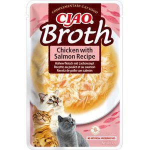 INABA Ciao Broth , Somon, plic hrană umedă fără cereale pisici, (în supă), 40g