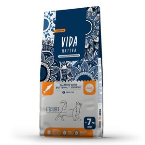 VIDA NATIVA Nordica Sterilised, Somon și dovleac, hrană uscată fără cereale pisici sterilizate, 7kg