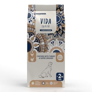 VIDA SUPER, M-XL, Pui, Curcan și Legume, hrană uscată câini
