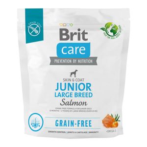 BRIT Care, L-XL, Somon, hrană uscată fără cereale câini junior, piele & blană