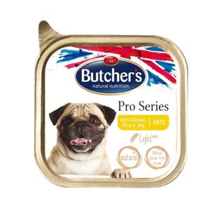 BUTCHER'S Pro Series Light, XS-S, Pui, tăviță hrană umedă câini, obezitate, (pate), 150g