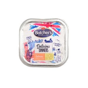 BUTCHER'S Delicious Dinners, Somon, tăviță hrană umedă pisici, (în sos), 100g