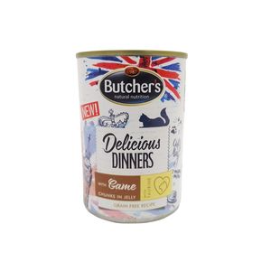 BUTCHER'S Delicious Dinners, Vânat, conservă hrană umedă fără cereale pisici, (în aspic), 400g