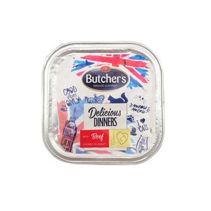 BUTCHER'S Delicious Dinners, Vită, tăviță hrană umedă pisici, (în sos), 100g