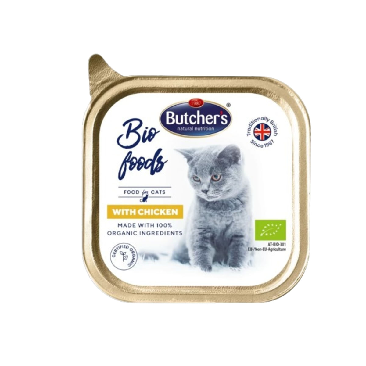BUTCHER’S Bio Foods, Pui, tăviță hrană umedă bio pisici, (pate), 85g 85g