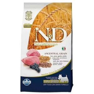 N&D Ancestral Grain Adult Mini, XS-S, Miel și afine, hrană uscată conținut redus cereale câini