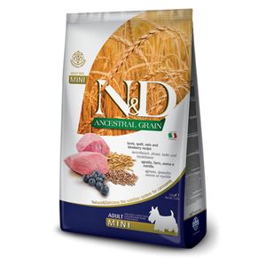 N&D Ancestral Grain Adult Mini, XS-S, Miel și afine, hrană uscată conținut redus cereale câini