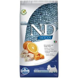 N&D Ocean Adult Mini, XS-S, Cod și dovleac, hrană uscată fără cereale câini