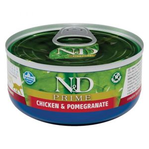 N&D Prime, Pui și Rodie, conservă hrană umedă fără cereale pisici, (în sos), 70g