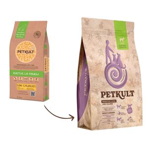 PETKULT Sensitive Care Low Calorie Adult și Senior Medium & Large Breed, M-XL, Miel și orez brun, hrană uscată câini, alergii, obezitate