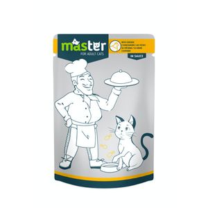 MASTER, Pui, plic hrană umedă pisici, (în sos), 80g