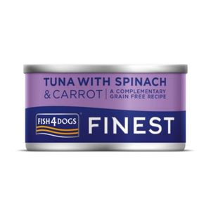 FISH4DOGS Finest, XS-XL, Ton și Morcov, conservă hrană umedă fără cereale câini, (în suc propriu), 85g