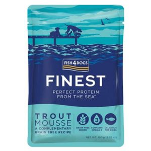 FISH4DOGS Finest, XS-XL, Păstrăv, plic hrană umedă fără cereale câini, (pate), 100g