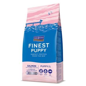 FISH4DOGS Finest Puppy, S-M, Somon și Cartof Dulce, hrană uscată fără cereale câini junior