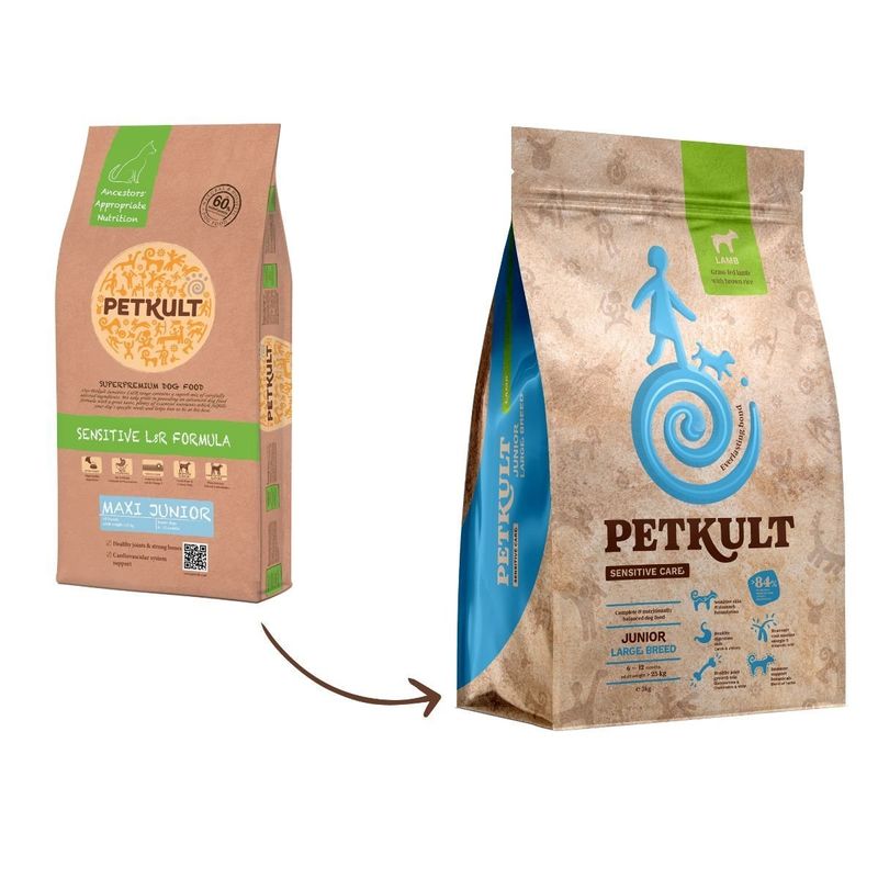 PETKULT Sensitive Care Junior Large Breed L XL Miel i orez brun hran uscat caini junior alergii 12kg PentruAnimale.ro