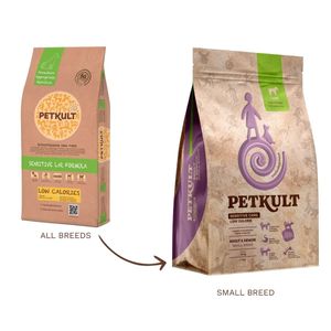 PETKULT Sensitive Care Low Calorie Adult și Senior Small Breed, XS-S, Miel și orez brun, hrană uscată câini, alergii, obezitate