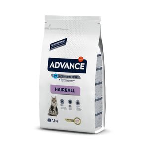 ADVANCE Hairball, Curcan, hrană uscată pisici, limitarea ghemurilor de blană,1.5kg