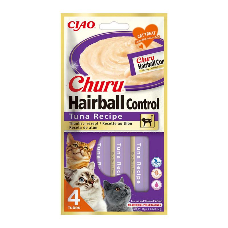 INABA-Churu-Hairball-Control-Ton-plic-tub-recompense-fără-cereale-pisici-limitarea-ghemurilor-de-blană--piure--56g-1