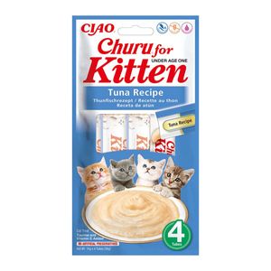 INABA Churu Kitten, Ton,, tub recompense fără cereale pisici junior, (piure)
