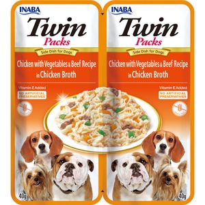 INABA Churu Dog Twin, XS-XL, Pui și Vită, hrană umedă fără cereale câini, (în supă)