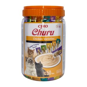 INABA Churu Varieties, Pui, găletușa, tub recompense fără cereale pisici, (piure)