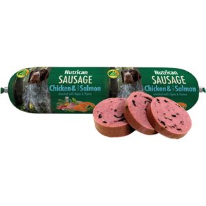 NUTRICAN Sausage, XS-XL, Pui și Somon, salam hrană umedă câini, semimoist