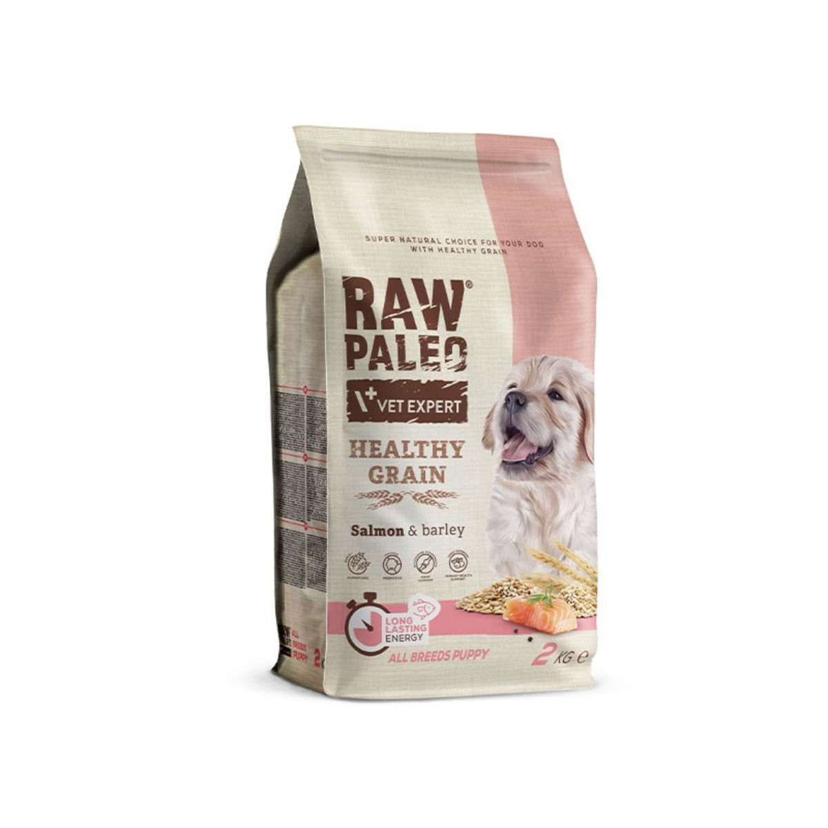 RAW PALEO Healthy Grain Puppy, XS-XL, Somon, hrană uscată câini junior, 2kg 2kg