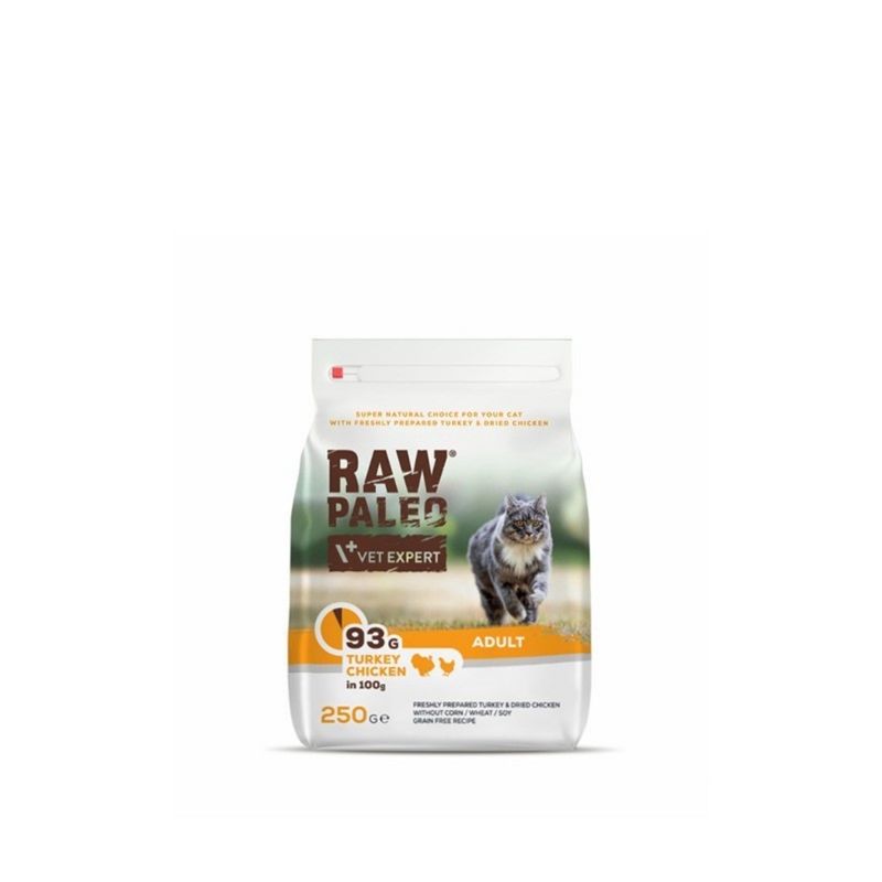 RAW-PALEO-Curcan-și-Pui-hrană-uscată-fără-cereale-pisici-250g-1