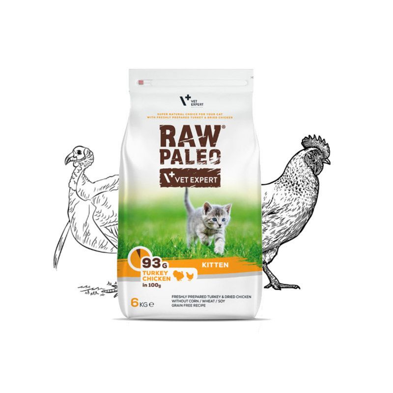 RAW-PALEO-Kitten-Curcan-și-Pui-hrană-uscată-fără-cereale-pisici-junior-6kg-1