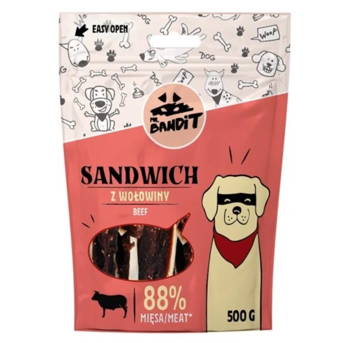 MR BANDIT Sandwich, XS-XL, Vită, punguță recompense câini, 500g