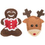 TRIXIE-Christmas-Set-Elan---Turta-dulce-jucărie-de-pluș-pisici-catnip-textil-maro-și-roșu-8cm-1