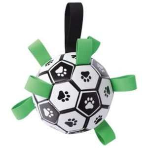 M-PETS Soccer, jucărie minge câini M-XL, activități fizice, plutitoare, cauciuc, alb și negru, ⌀15cm