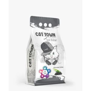 CAT TOWN Active Carbon, neparfumat, așternut igienic pisici, granule, bentonită, aglomerant, fără praf