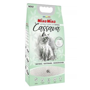 MIAU MIAU Cassava, neparfumat, așternut igienic pisici, granule, tapioca, aglomerant, ecologic, biodegradabil, 6l