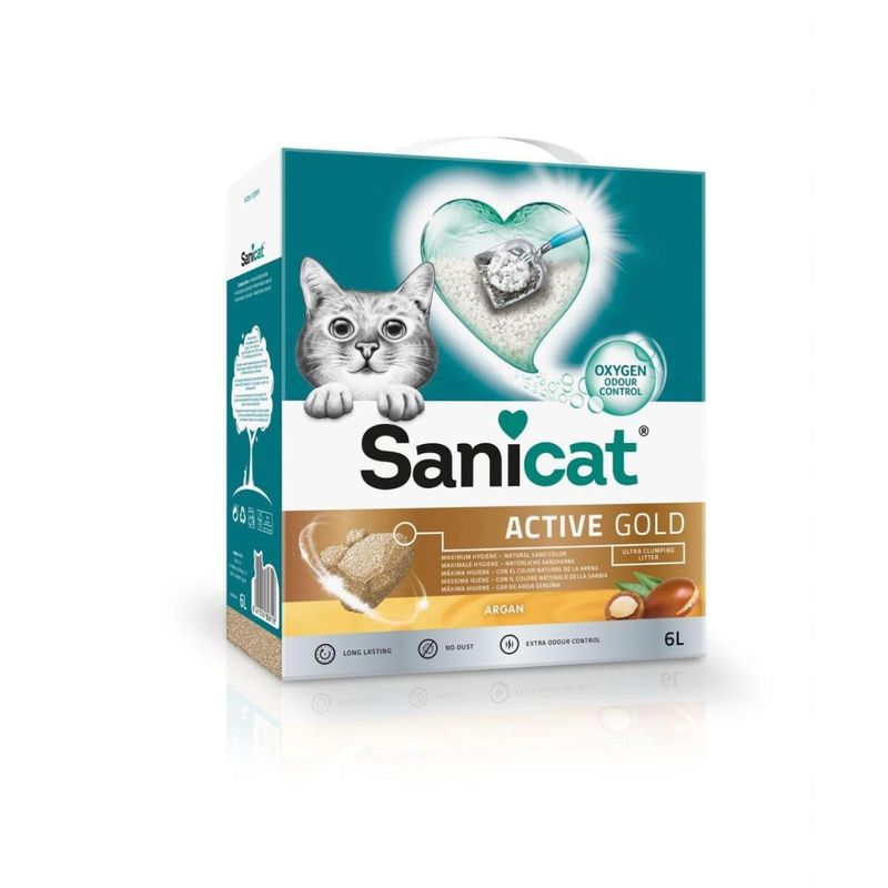 SANICAT-Active-Gold-Argan-asternut-igienic-pisici-granule-bentonita-aglomerant-neutralizare-mirosuri-6l-1