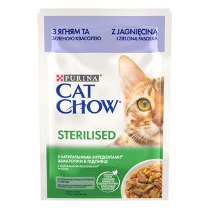 PURINA Cat Chow Sterilised, Miel și Fasole Verde, hrană umedă pisici sterilizate, (în sos)