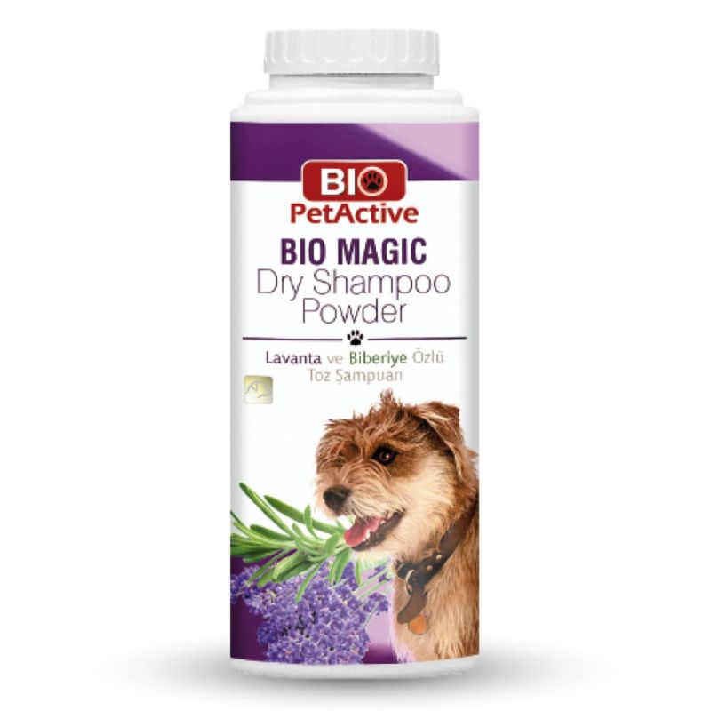BIO-PETACTIVE-Bio-Magic-șampon-pudră-caini-fără-clătire-Lavanda-flacon-150g-1
