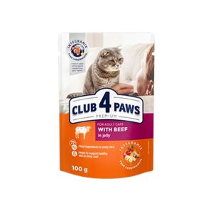 CLUB 4 PAWS Premium, Vită, hrană umedă pisici, Vită, (în sos)